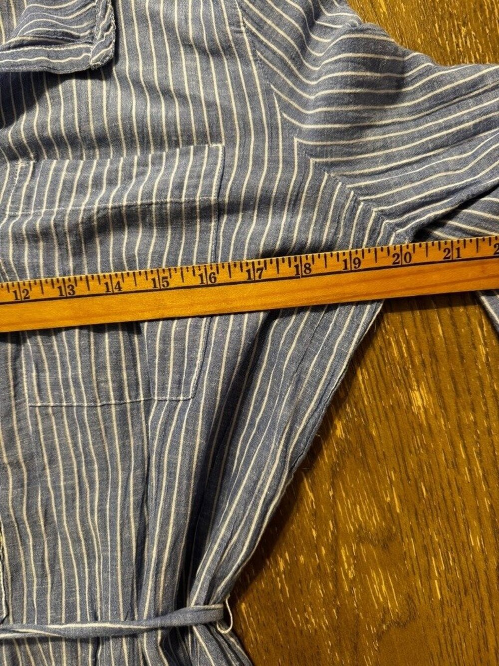 Love by Gap Stripe Crinkle Gauze Shirt Dress Cotton Linen Belt Soft Maxi Slits - Picture 7 of 10
